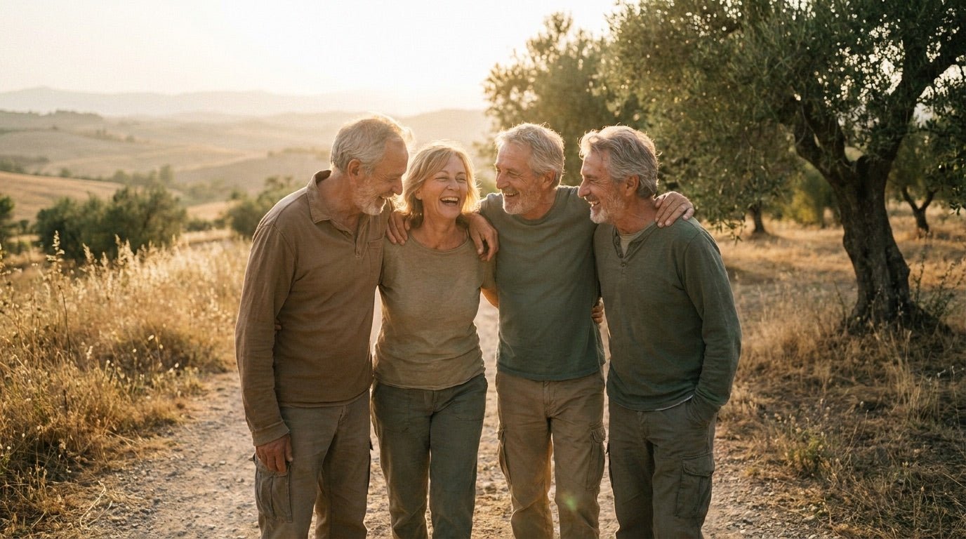 A community of older adults outdoors